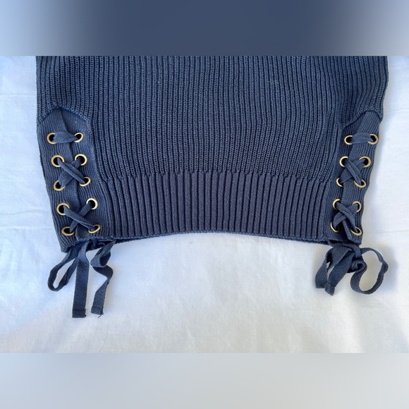 H&M | Navy Ribbed Knit Sweater With Lacing - Picture 8 of 16
